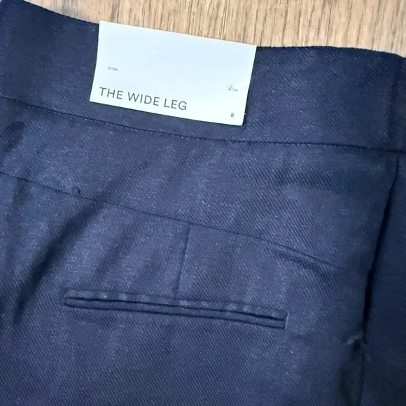 New Ann Taylor The Wide Leg Navy High-Waisted Button Pants-Size 8 - Picture 4 of 11
